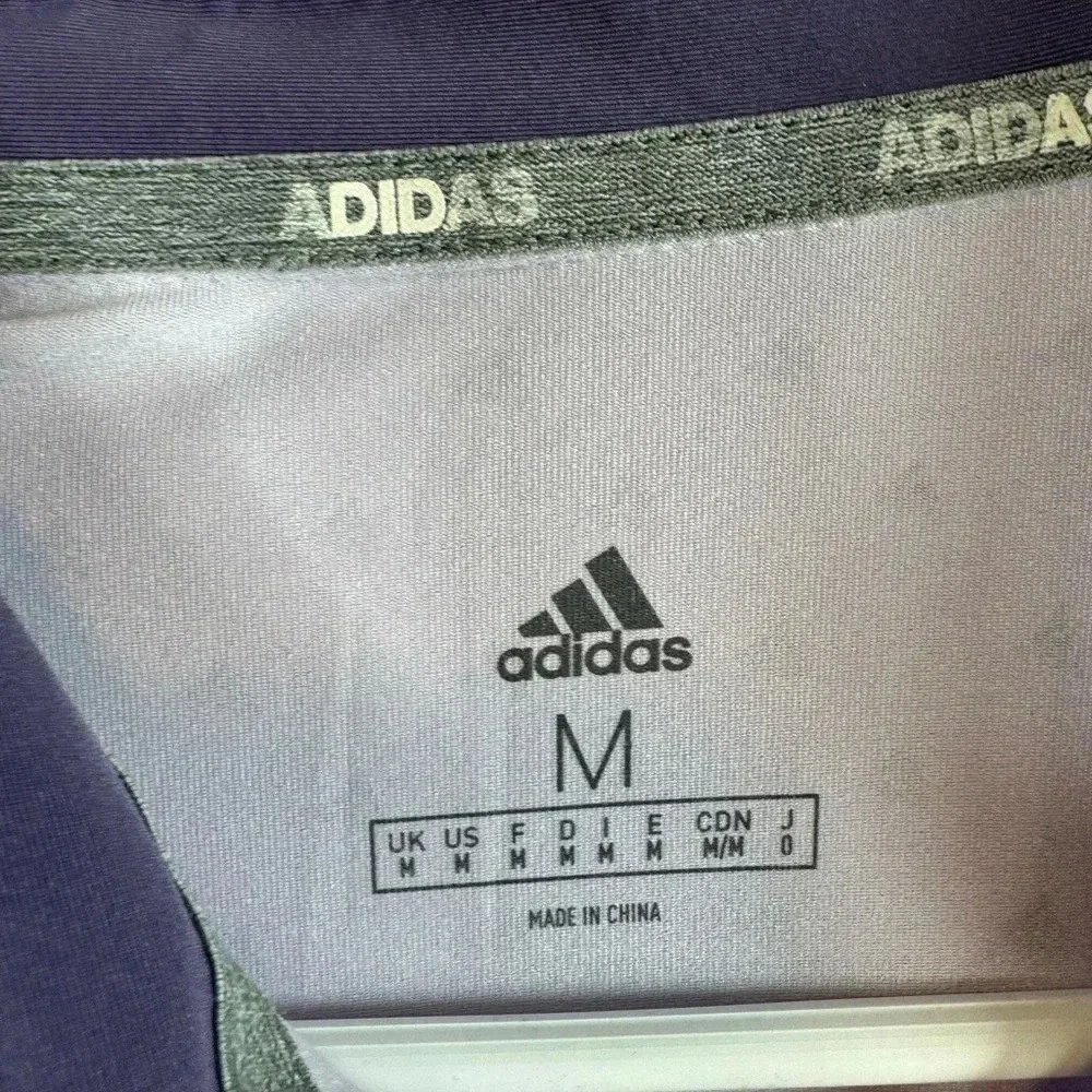Adidas Golf Polo Shirt ‎ Men’s Size M Adidas Logo Print UPF 50 Lavender